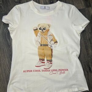 Women White Bear Graphic T-Shirt